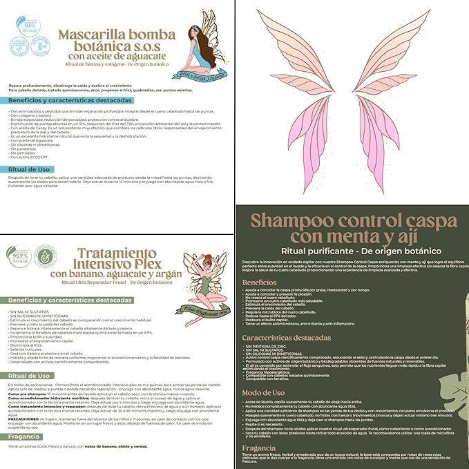 Aftercare for Ritual Botánico Keratina Orgánica | Treatment to Straighten, Repair and Relax Hair | All Natural, Organic & Vegan Ingredients | Product of Colombia (3 Piece Kit-Caspa Shampoo)