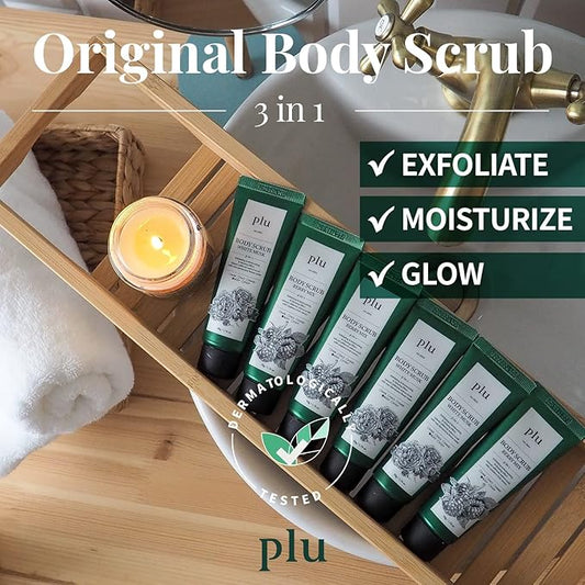 PLU Original Korean Walnut Body Scrub Polish - White Musk - Exfoliating & Moisturizing & Glow - for Acne, Cellulite, Stretch Marks, Spider Veins - Soft Musk Scent, 6.76 oz.