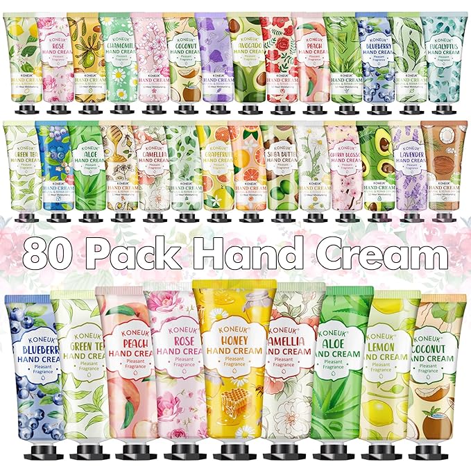 80 Pack Hand Cream Set for Dry Cracked Hands, Bulk Hand Lotion Travel Size for Stocking Stuffers, Mini Hand Cream for Christmas Gifts, Birthday Gifts and Bridal Shower Gifts for Guests