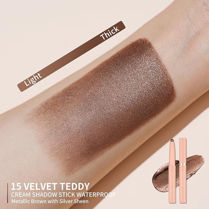 Oulac Brown Eyeshadow Pencil – Twist-Up Creamy Crayon, Waterproof Long Lasting Eye Makeup, Vegan & Cruelty-Free Eye Makeup, 1.25g, 15 Velvet Teddy