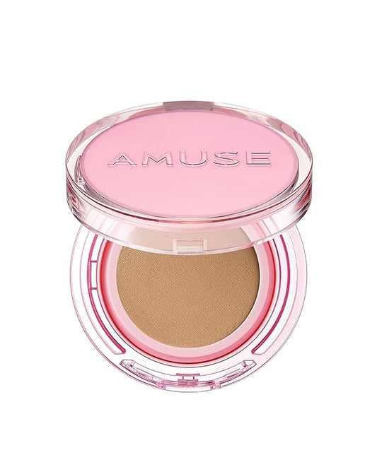 Amuse SEOUL DEW POWER VEGAN CUSHION FOUNDATION (04 TAN) | Dewy, glow, long-lasting, double coverage, clean beauty, lightweight, natural look, foundation for sensitive skin, hydrating cushion (04 TAN)