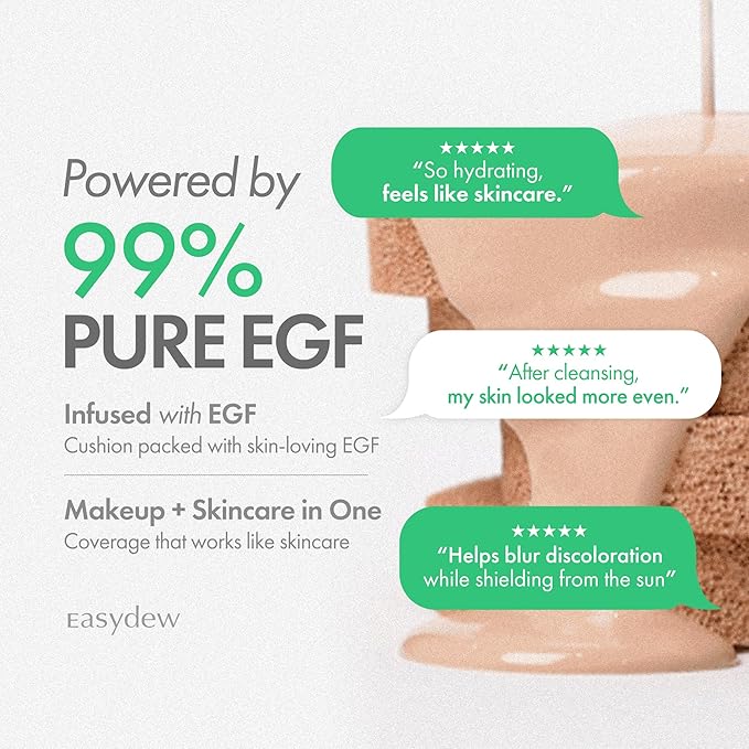 Easydew Mela B Toning Ampoule Cushion Refill - 2-in-1 Korean Skin Care & Face Beauty Makeup - Age-Defying Full Coverage Cushion Foundation with Niacinamide & Hyaluron-Vital C 0.45 oz (#13 Porcelain)