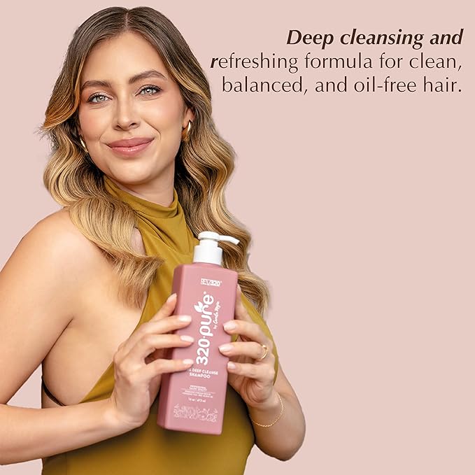 Pure Deep Cleanse Clarifying Shampoo for Build Up 16oz, Oily Hair Cleaner for Soft & Hard Water, Made with Natural Ingredients, Detox Shampoo That Thickens & Nourishes Straight & Curly Hair 320Pure