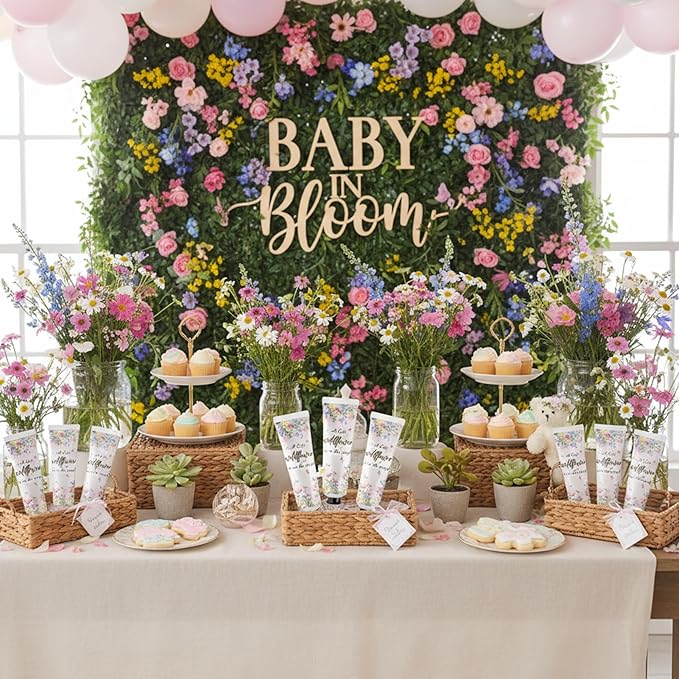 48 Sets a Little flower Is on The Way Baby Shower Hand Cream Bulk Baby Shower Favors Gifts Bridal Thank You Hand Cream for Guests Travel Size Lotion with Organza Bags
