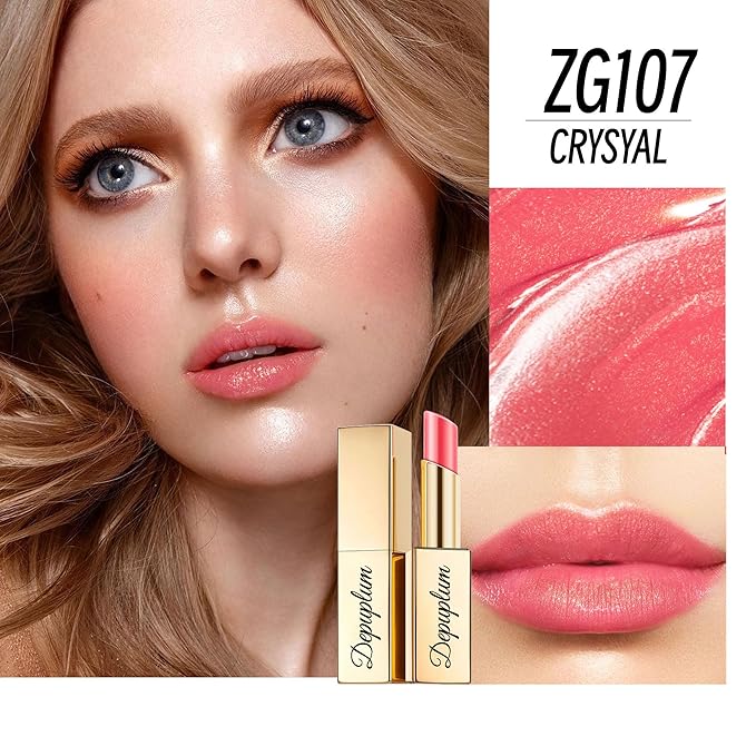 Nude Red Pink Lipstick Set for Women Shimmer Tinted Lip Balm Hydrating Moisturizing Lip Gloss Cruelty Free Lip Makeup, DM107/108/109