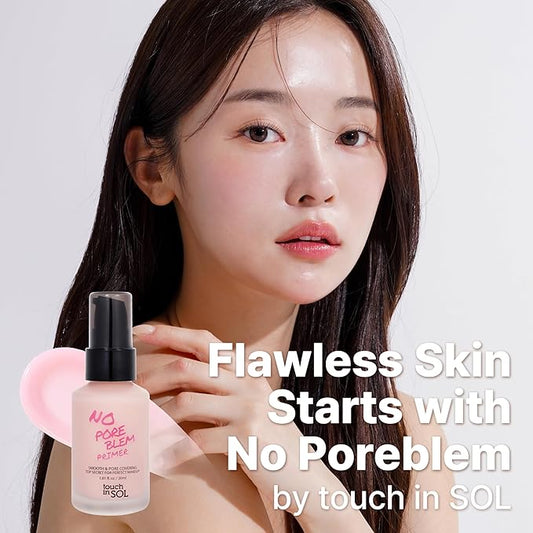 TOUCH IN SOL Pore Eraser Duo - No Poreblem Primer & Mineral Powder for Korean Makeup - Flawless, Matte Finish
