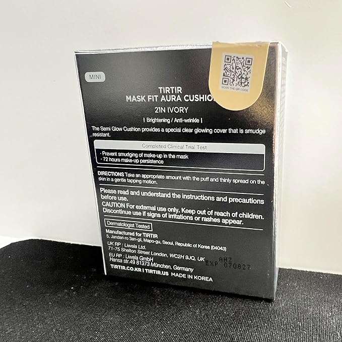 [*Mini Size*] TIRTIR Aura Glow Silver Cushion | Korean Cushion Foundation, (#21N Ivory, 0.15 Fl Oz)