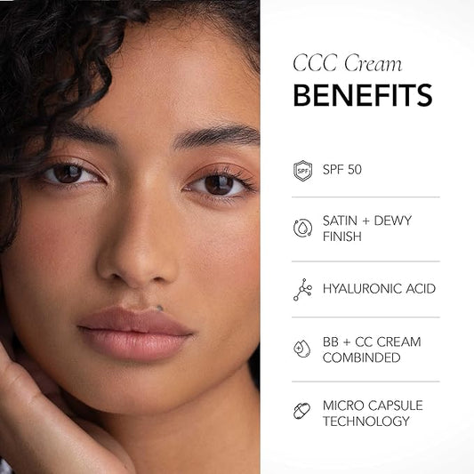 CLE Cosmetics CCC Cream (Warm Medium Deep 401 / SPF 50) - Color Correcting With Sunscreen - Lightweight, Hydrating Foundation - BB & CC Hybrid - Light to Medium Coverage - 1 fl oz