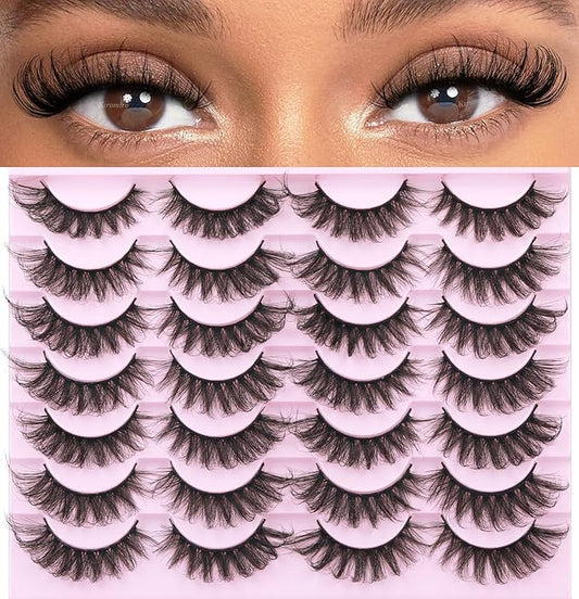 Mink Lashes Volume Russian Mink Lashes Extension 17mm Wispy False Eyelashes 6D D-Curl Russian Strip Lashes Pack by Kiromiro
