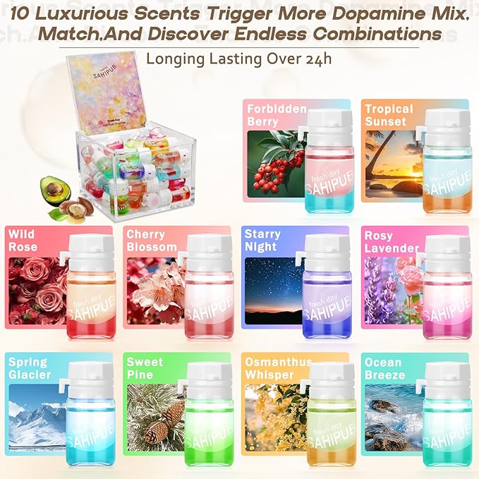 Hair Oil Perfume - 40 Pcs Hair Perfume & Oil Serum Treatment Avocado Nourishing Shining for Women Man Frizz Dry Damaged Hair, Leave-in Serum Long Lasting Scent (Starry Night)