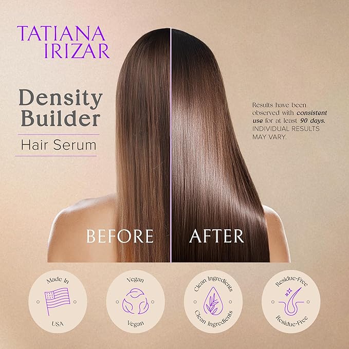 Hair Thickening Serum - 3 Pack Hair Density Serum Builder for Women Made in USA 30ml - Clinically Proven Scalp Treatment Non-Greasy - Biotin, Argan & Pea Peptides - For Thinning, Fine or Damaged Hair