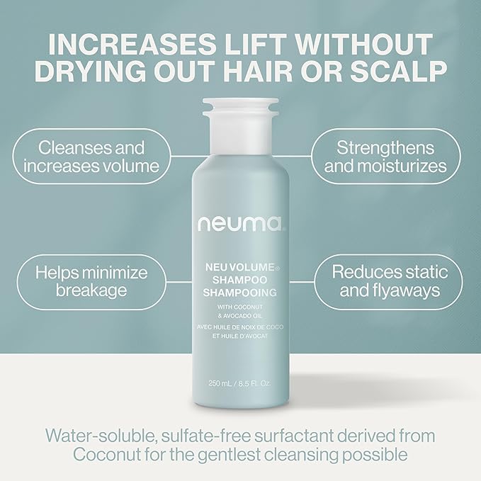 NEUMA Neu Volume Shampoo 8.5 Fl. Oz. Fennel, Ylang Ylang, Patchouli, and Vanilla Scent, Sulfate Free Shampoo