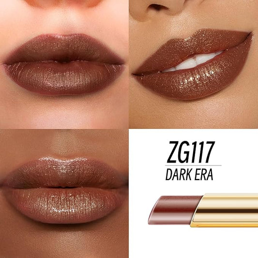 Brown Lipstick Moisturizing for Women Shimmer Tinted Lip Balm Hydrate Nourish Chocolate Lip Gloss Cruelty Free Lip Makeup, ZG117 Dark Era