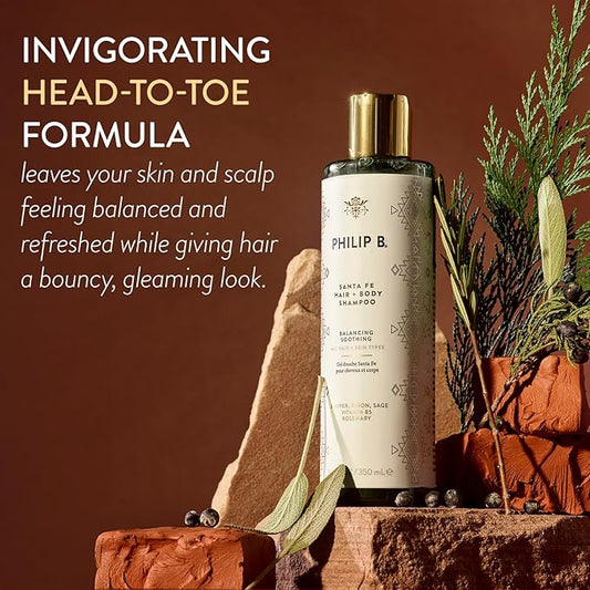 PHILIP B Santa Fe Hair and Body Shampoo (11.8 Fl Oz) - Gentle Cleanser, Hydrates and Softens with Shea Butter & Vitamin B5