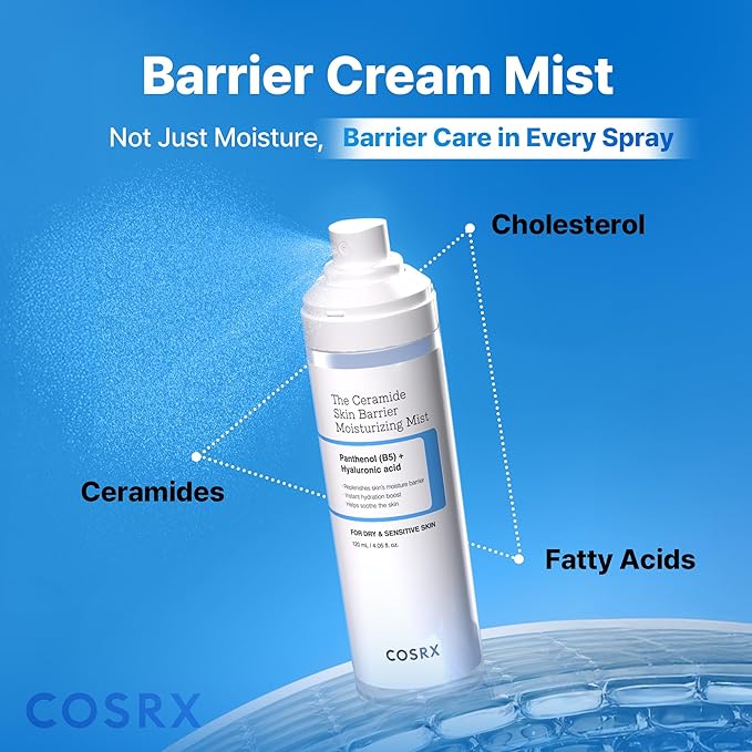 COSRX Barrier Cream Face Mist - Milky Toner with Ceramide & Hyaluronic Acid, Hydrating and Soothing Facial Spray for All Skin Types, 4.06 fl.oz, Korean Skin Care