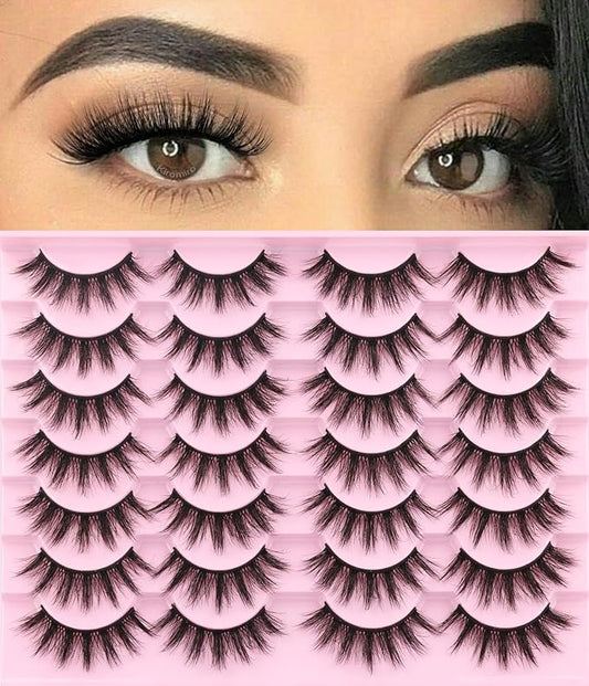 Lashes Wispy Faux Mink Lashes False Eyelashes 16mm(0.63inch) Eye Lashes 6D Volume Fake Lashes pack by Kiromiro 14 Pairs