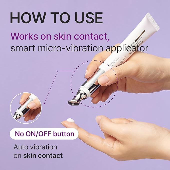 Lifderm Eye Cream with Collagen & Vibrating Device for Wrinkles, Anti-Aging, Dark Circles – Lifting, Firming, Tightening, Depuffing, Nourishing Korean Skincare (20ml 0.6 fl oz)