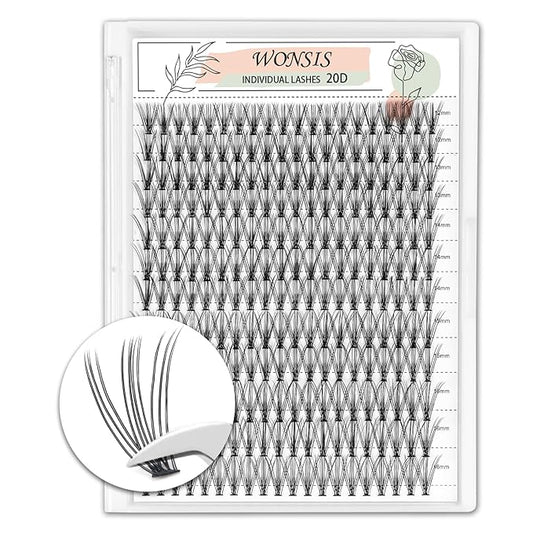 20D Lash Clusters, Individual Lashes, 240 Pcs 20D Individual Lash Extensions, Volume Soft Lightweight Reusable DIY Eyelash Extensions, Thickness 0.07mm C Curl False Eyelashes 12/13/14/15/16mm