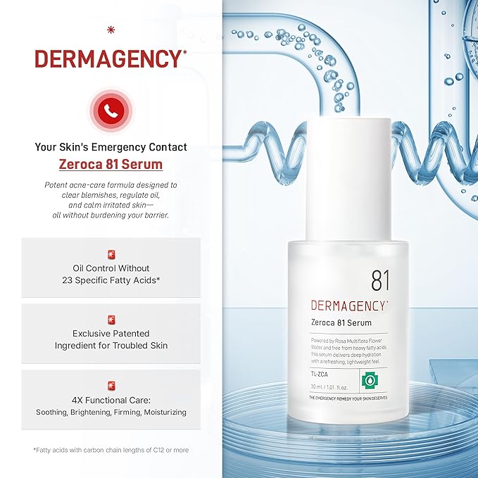 Zeroca 81 Korean Calming Serum for Acne-Prone & Oily Skin – Balances Oil-Water, Soothes Redness, Fades Post-Blemish Marks, Firms & Hydrates (1.01 fl.oz. 30 ml)