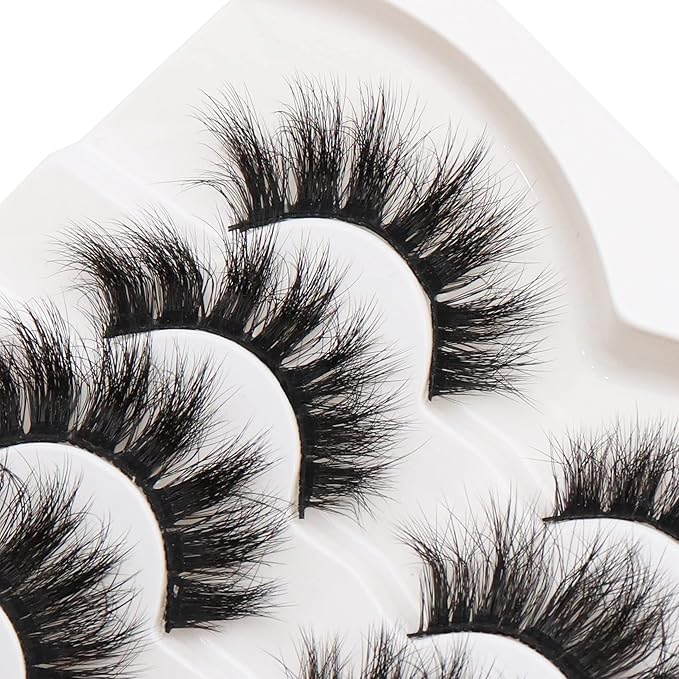 Veleasha False Eyelashes Wispy Faux Mink Lashes Fluffy Handmade Fake Eyelashes Natural Look 7 Pairs Pack Luxury Cat Eye Lashes (801)
