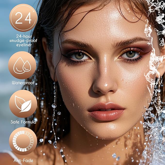 docolor Eyeliner, 2PCS Brown Liquid Eyeliner Waterproof Eye Liner Pen Super Slim Precise All Day Brown Eye Pencils Professional Makeup Liquid Eye Liner Pencil for Women