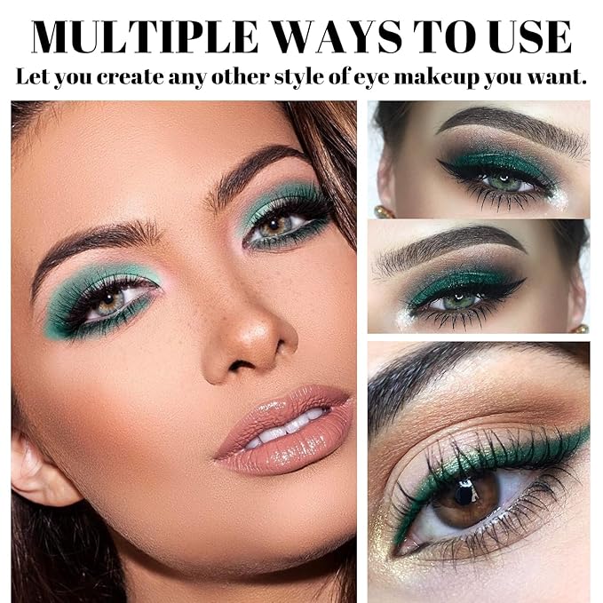 Sheda Powder Eyeliner, a handcrafted, 100% natural powder eyeliner, waterproof, long-lasting, rich, smudge-resistant color (Dark Green)