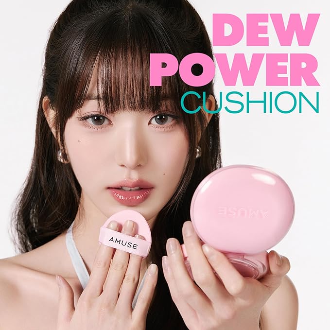 Amuse SEOUL DEW POWER VEGAN CUSHION FOUNDATION (04 TAN) | Dewy, glow, long-lasting, double coverage, clean beauty, lightweight, natural look, foundation for sensitive skin, hydrating cushion (04 TAN)
