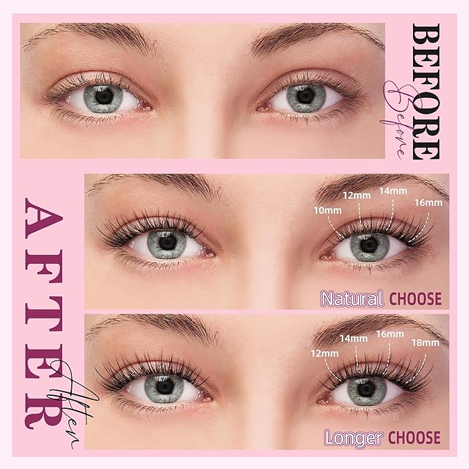 Lash Clusters Kit 10-18mm D Curl Clusters Eyelash Extensions Kit False Eyelash Clusters, DIY Lash Extension Kit with Lash Bond & Seal, Lash Glue Remover, Lash Tweezers