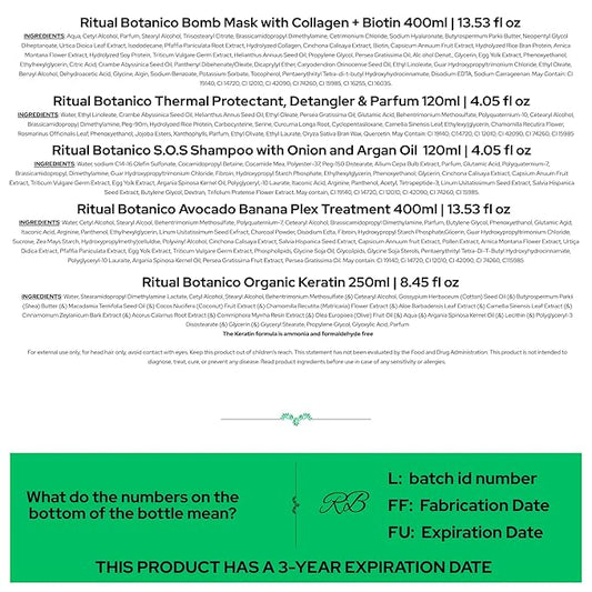 Aftercare for Ritual Botánico Keratina Orgánica | Treatment to Straighten, Repair and Relax Hair | All Natural, Organic & Vegan Ingredients | Product of Colombia | 6 Piece Kit