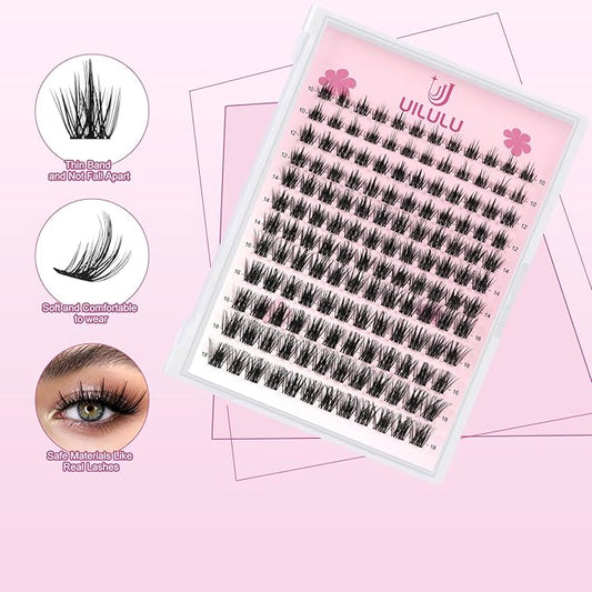 Lash Clusters 10-18mm Natural Lashes Clusters D Curl False Eyelash Clusters DIY Eyelash Extensions Individual Cluster Lashes (U06 Lashes Only)