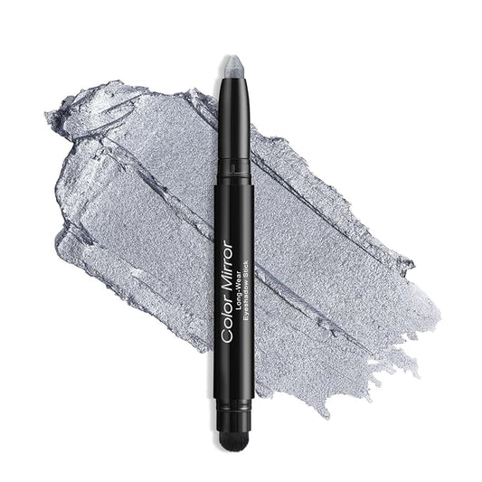 Longwear Cream Eye Shadow Sticks(09 Silver Shimmer),Smudge-Proof, Waterproof Eyeshadow,Silky Formula Glitter With Makeup Brush,Silver Eye Stick