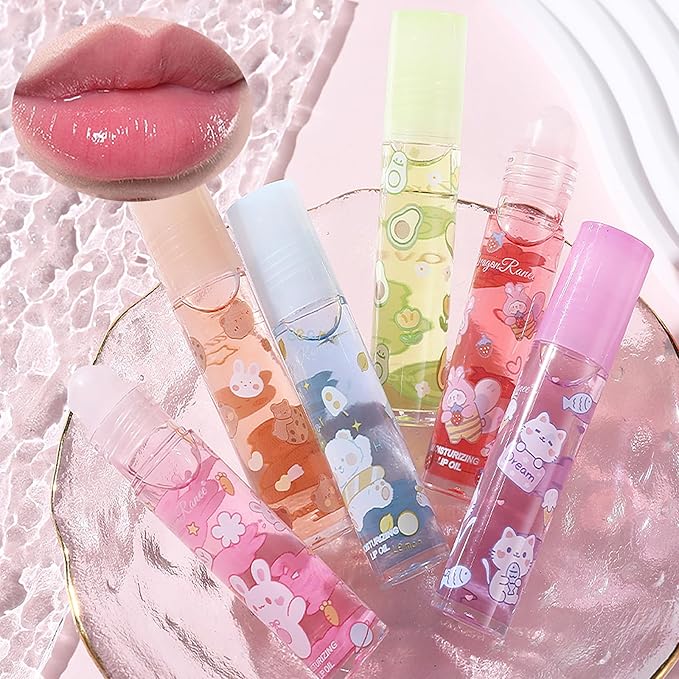 6pcs Roll On Lip Gloss Set, Fruit Flavored Lip Gloss Set Glossy Lip Make-up for Kids and Teens, Non Toxic, Kid Friendly, Party Gift, Best Friends