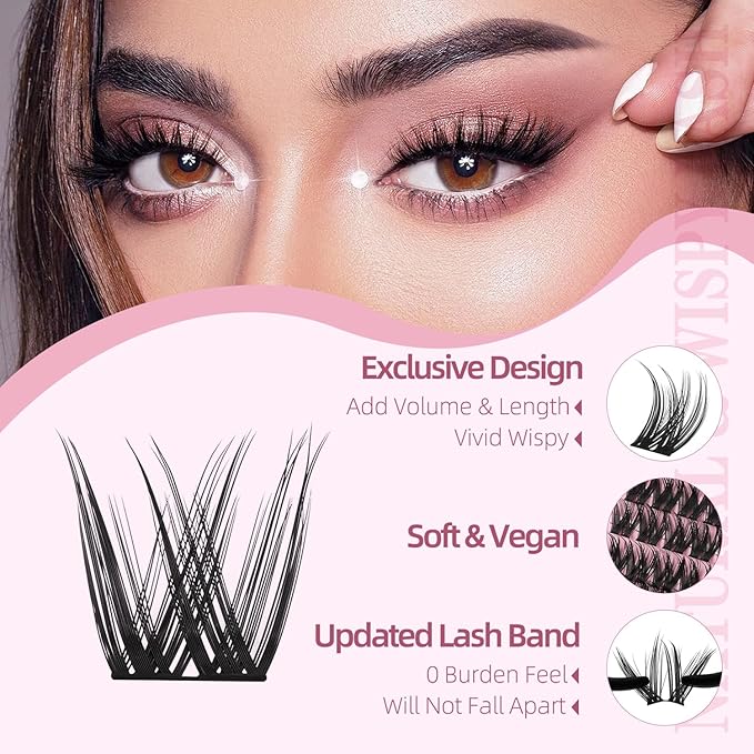 Lash Clusters 10-18mm Mix D Curl Eye Lashes Wispy Lash Clusters False Eyelash Clusters DIY Eyelash Extensions Individual Cluster Lashes (U13 Lashes Only)