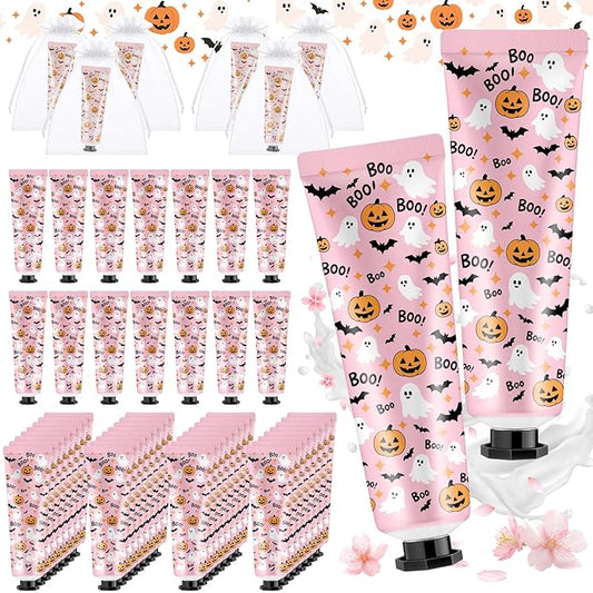 48 Sets Pink Halloween Ghost Boo Hand Cream Gifts Bulk a Little Boo Is Almost Due Baby Shower Travel Size Lotion Bulk Pink Halloween Birthday Party Supplies for Guest