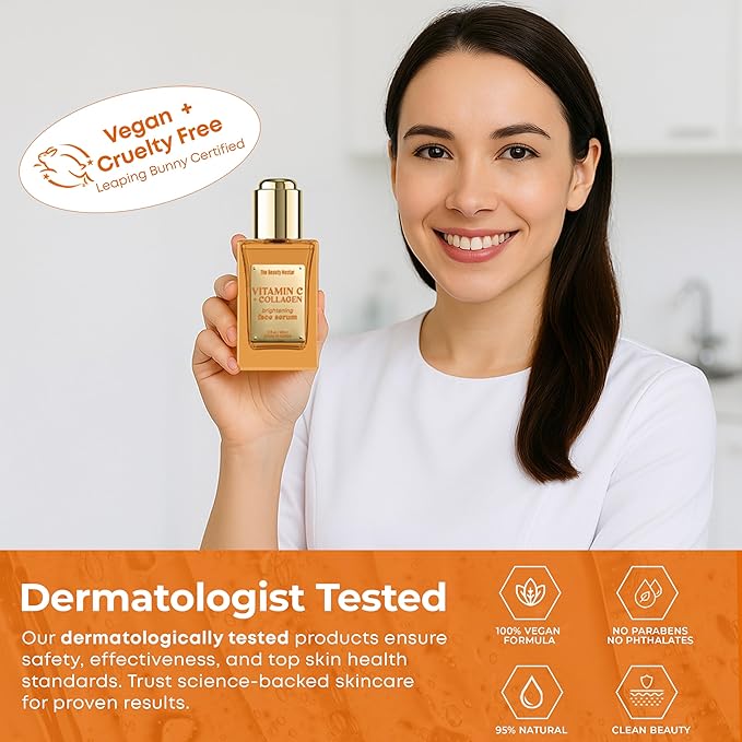 Vitamin C & Collagen Face Serum – Brightening, Firming, Even Skin Tone, Wrinkle Smoothing – Dermatologist Tested, Anti-Aging, Korean Skin Care – Clean Vegan Formula – 2 Fl Oz