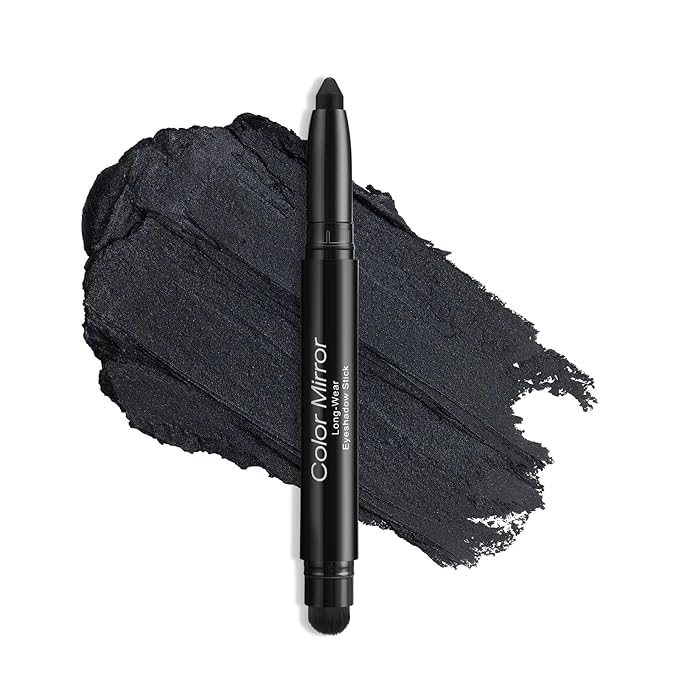 Longwear Cream Eye Shadow Sticks(19 Black Pearl Shimmer), Smudge-Proof, Waterproof Eyeshadow,Silky Formula Glitter With Makeup Brush,Black Eyeshadow Stick