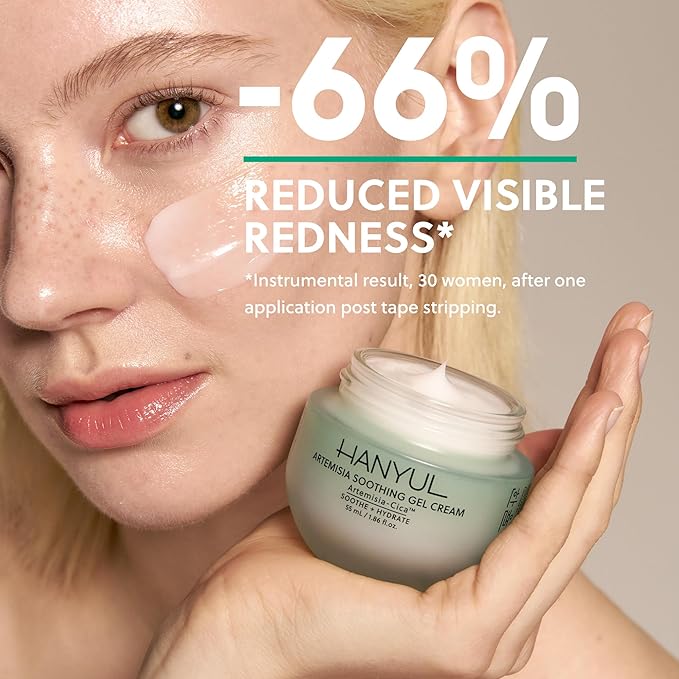 Hanyul Artemisia Soothing Gel Cream Moisturizer with Centella Asiatica and Niacinamide | Calming, Cooling, Hydrating, Vegan, Non-Comedogenic, Suitable for Sensitive & Acne-Prone Skin, 1.86 fl. oz.