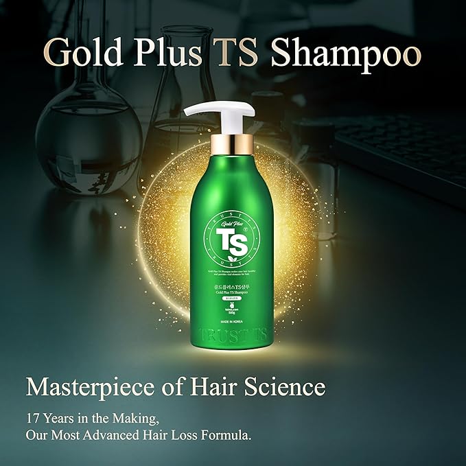 TS Gold Plus Shampoo (2EA Set) | Hair Loss Shampoo with Biotin, Gold Extract & Niacinamide | Scalp Circulation & Volume Care | Sulfate-Free Korean Hair Care for Thinning Hair (17.6 Fl Oz / 500mL)