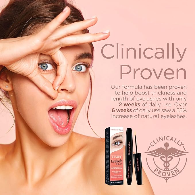 Natural Vine Eyelash Growth Serum: Lash Enhancing Serum with Advanced Formula to Boost Longer Fuller and Thicker Looking Lashes - Vegan & Cruelty-Free for Sensitive Eyes 3mL 3 Months Supply