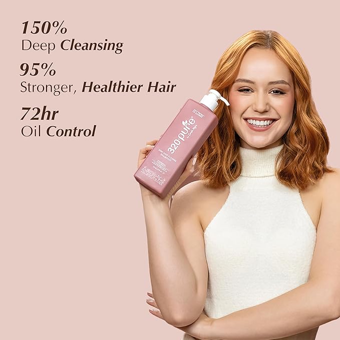 Pure Deep Cleanse Clarifying Shampoo for Build Up 16oz, Oily Hair Cleaner for Soft & Hard Water, Made with Natural Ingredients, Detox Shampoo That Thickens & Nourishes Straight & Curly Hair 320Pure