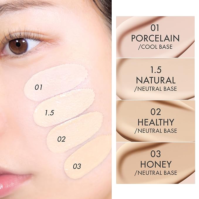 Amuse SEOUL Ceramic Skin Perfector Cushion Foundation (01 PORCELAIN) | Long-lasting, Lightweight, Semi-matte, Flawless Coverage, Hypoallergenic, Vegan, Korean Beauty (15g / 0.52oz.)