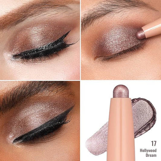 Oulac Eyeshadow Stick Set Smooth & Long Lasting, Twist-up Design Shimmering Glitter Finish, Blendable Eyes Makeup, Vegan & Cruelty-Free 3.8g X 4PCS