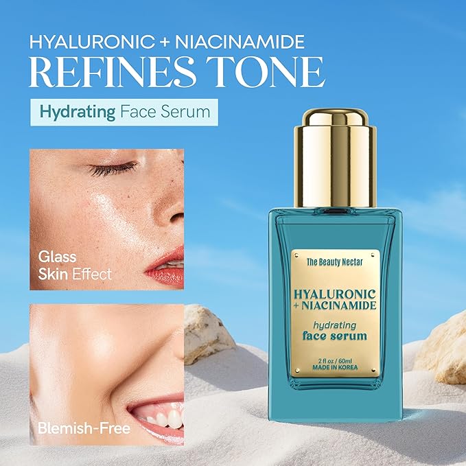 Hyaluronic Acid & Niacinamide Face Serum – Deep Hydration, Skin Barrier Repair, Tone Correcting – Dermatologist Tested, Anti-Aging, Korean Skin Care – Clean Vegan Formula – 2 Fl Oz