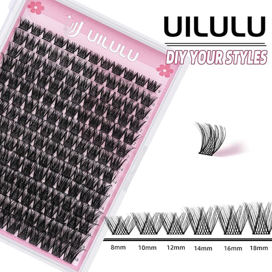 Lash Clusters D Curl Individual Lashes 0.07D 8-18 MIX 168 Eyelashes Clusters Lashes DIY Lash Extensions at Home False Lashes Wide Band Wispy Eye Lash Clusters(U04, 8-18mix)