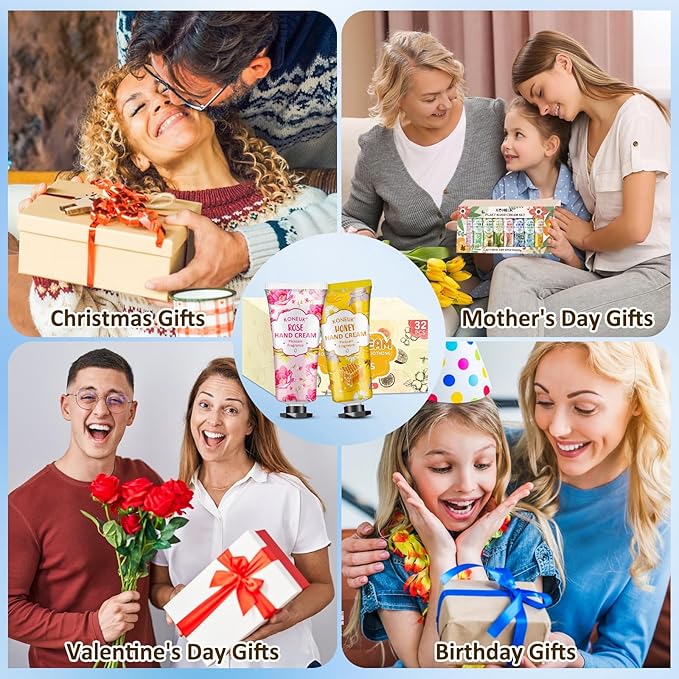 32 Pack Hand Cream Gift for Women, Bulk Hand Lotion Travel Size for Dry Cracked Hands, Mini Moisturizing Hand Cream for Christmas Gifts, Mom Gifts, Stocking Stuffers and Bridal Shower Favors