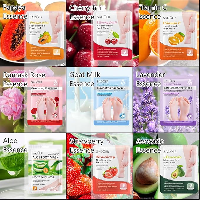 Foot Masks Moisturizing Socks - Moisturizes Tired, Dry & Cracked Feet, Exfoliating Hydrating Foot Mask - Dry Skin Solution - Moisturizing Foot Treatment- All Skin Types - 9 Pairs