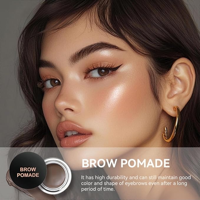 MAEPEOR Eyebrow Pomade 6 Colors Matte Smooth Full-pigmented Brow Pomade Long Lasting Waterproof Natural Brow Gel for All Skin Types and Tones (Matte, 01 Dark Brown)