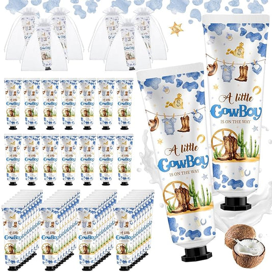 48 Sets a Little Cow Boy Is on The Way Hand Cream Gifts Bulk Baby Shower Hand Cream Travel Size Lotion Bulk Fall Thanksgiving Party Supplies Favors Birthday Wedding for Guest