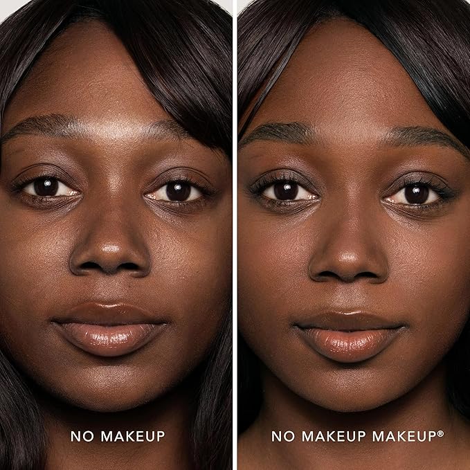 No Makeup Makeup Long-Lasting Lightweight Foundation & Brush Duo | Cruelty-Free, Fragrance-Free, Buildable, Transfer-Proof Makeup (Dark)