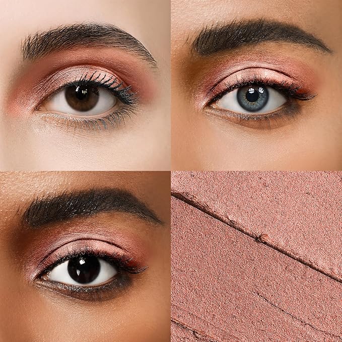 Cream Waterproof Hypoallergenic Eyeshadow Stick, long wear Metallic Glitter Matte Eye Shadow Pencil With Makeup Brush, Eye Brightener, 55 Caramel Metallic